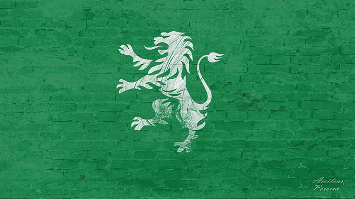 Illustrazione del leone, Sporting Lisbona, leone, muro, Sporting Clube de Portugal, Leão, Sfondo HD