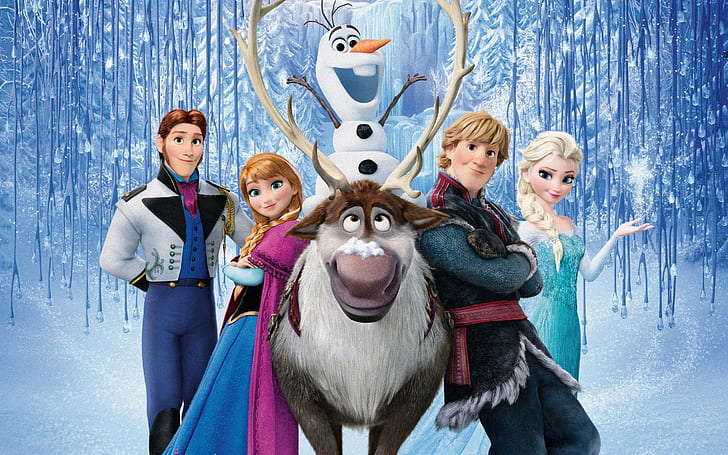 Frozen (movie), Kristoff (Frozen), movies, Olaf, Princess Anna, Princess Elsa, HD wallpaper
