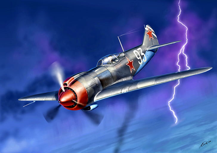 Lightning, La 5FN, the Soviet air force, Radial engine, captain Vladimir Orekhov, Elite 32-guards regiment, AC, (19 aerial victories), HD wallpaper