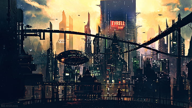 science fiction, digital art, concept art, artwork, fantasy art, fan art, 3D, CGI, cyberpunk, city, cityscape, urban, Blade Runner, futuristic city, futuristic, HD wallpaper