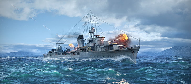 Destroyer, Wargaming Net, WoWS, World of Warships, The World Of Ships, ORP Lightning, วอลล์เปเปอร์ HD
