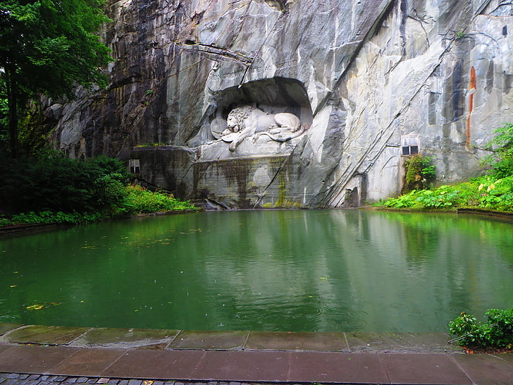 Statua del leone, Svizzera, Leone di Lucerna, Lucerna, Sfondo HD