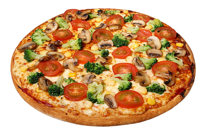 vegetable pizza, pizza, round, delicious, cheese, pastries, HD wallpaper