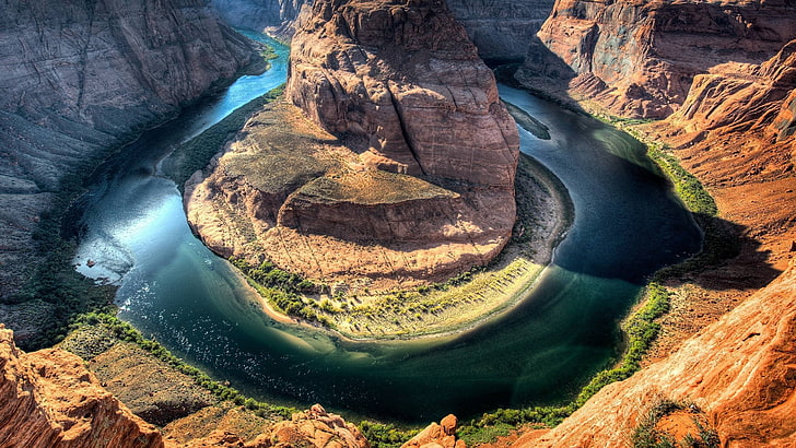 green river during day time, nature, river, Horseshoe Bend, lake powell, HD wallpaper