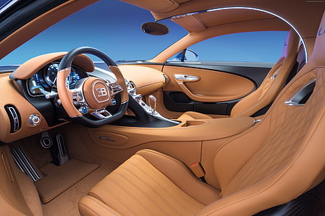 Bugatti Chiron, интерьер, Женевский автосалон 2016, гиперкар, HD обои HD wallpaper