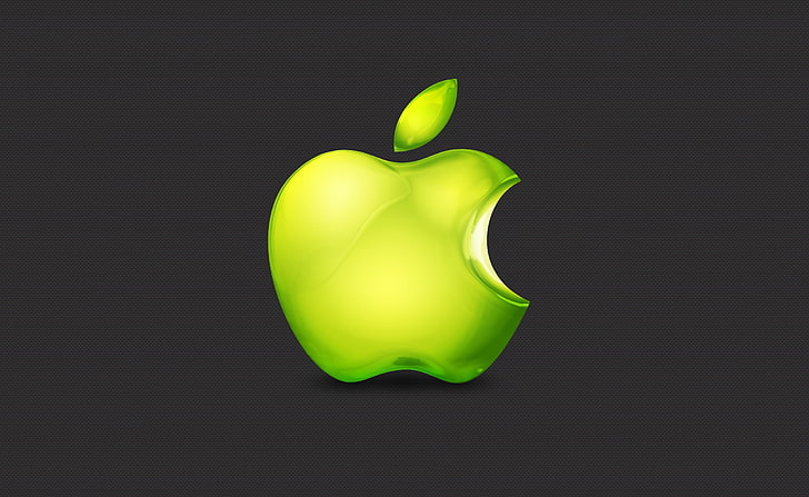 Logo zielonego jabłka, logo zielonego jabłka, komputery, Mac, Apple, zielone, logo, Tapety HD