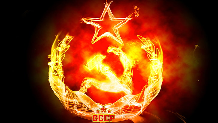 CCP flame logo, fire, USSR, the hammer and sickle, red star, HD wallpaper