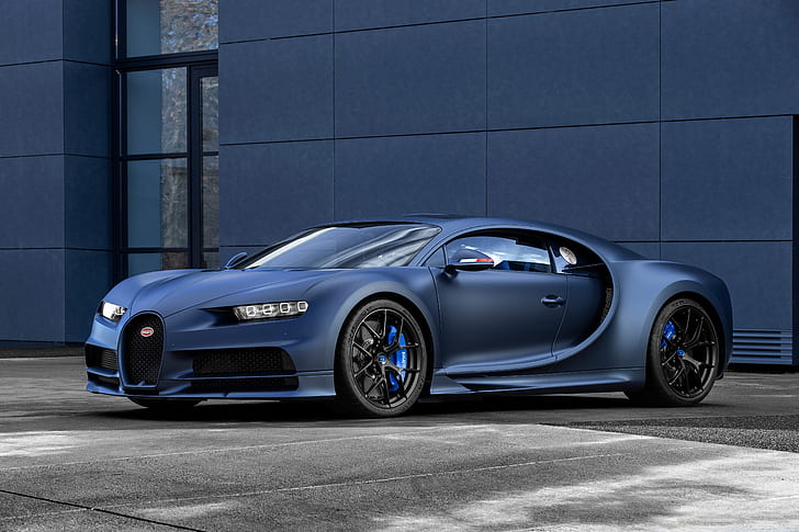 Bugatti, Bugatti Chiron, Mobil Biru, Mobil, Mobil Sport, Supercar, Kendaraan, Wallpaper HD