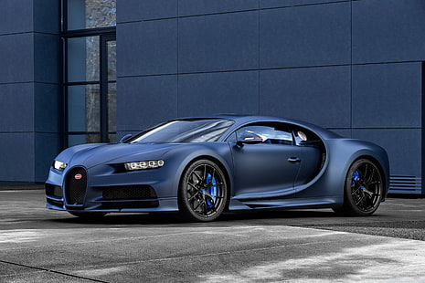 Bugatti, Bugatti Chiron, Blue Car, Car, Sport Car, Supercar, Vehículo, Fondo de pantalla HD HD wallpaper