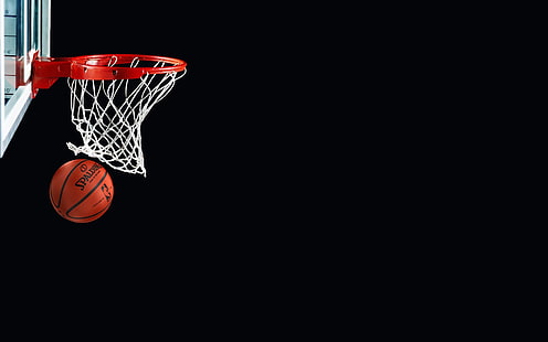 красный баскетбольное кольцо и красный баскетбол, баскетбол, HD обои HD wallpaper