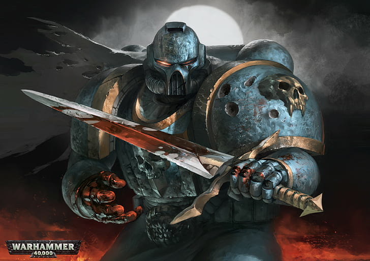 Warhammer Marine, game, karakter warhammer, Warhammer, Marine, prajurit, power armor, pedang, Wallpaper HD