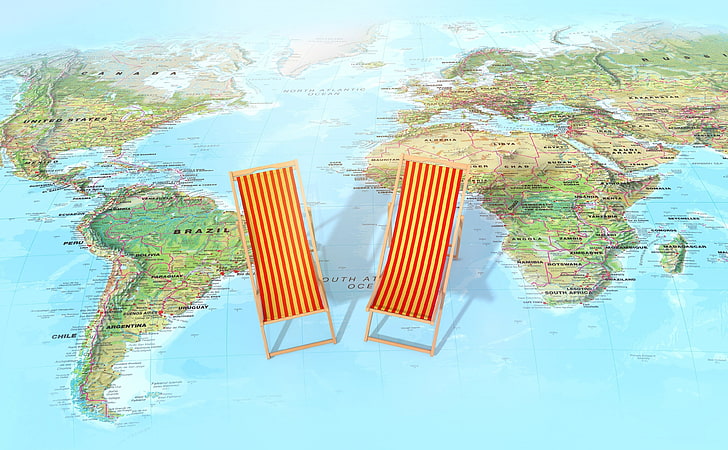 Relax, Travel, WorldWide Map, Travel, Other, Trip, World, Relaxation, Relax, Holiday, Vacation, Explore, recreation, tourism, worldmap, Deckchair, HD wallpaper