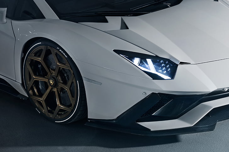 white Lamborghini headlight, Lamborghini Aventador S, Novitec Torado, 2018, 4K, HD wallpaper