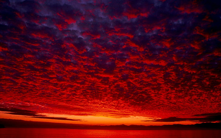 Awan Marah, lautan, awan, matahari terbenam, 3d dan abstrak, Wallpaper HD