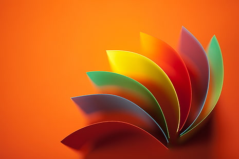 オレンジと多色のデジタル壁紙、抽象化、背景、抽象、虹、Kolor、色、波状、 HDデスクトップの壁紙 HD wallpaper