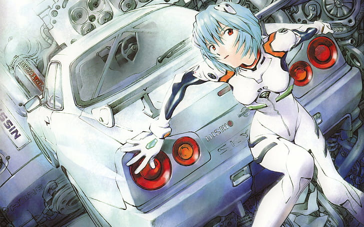 anime, Neon Genesis Evangelion, car, Nissan, HD wallpaper