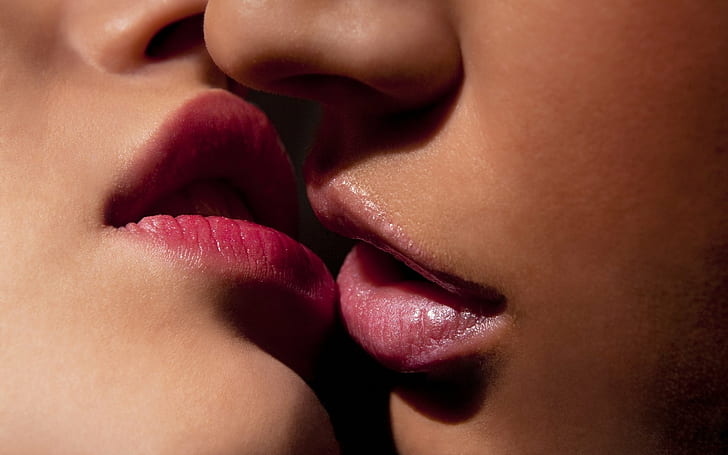 close, kiss, lips, sweet, touch, women, HD wallpaper