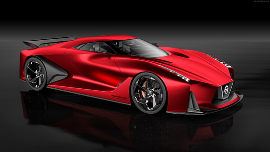 Nissan 2020 Vision Gran Turismo, спорткар, скорость, концепт, суперкар, тест-драйв, Nissan, автомобили класса люкс, красный, HD обои HD wallpaper
