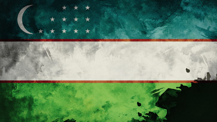 uzbekistan, grunge, bendera, Wallpaper HD