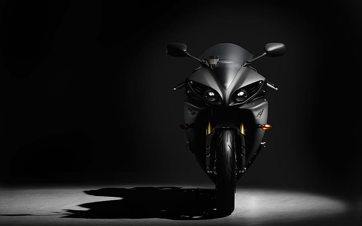 2012 Yamaha YZF R1 HD, черен спортен мотоциклет, велосипеди, 2012, мотоциклети, мотоциклети и мотоциклети, yamaha, r1, yzf, HD тапет