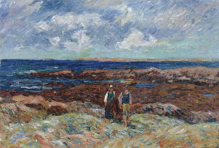 landscape, picture, Henri Sea, Henry Moret, The Pointe de Ber Er Morz, HD wallpaper