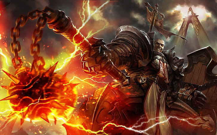 fondo de pantalla de guerrero con falla, Diablo, Diablo III, videojuegos, arte de fantasía, arte digital, Fondo de pantalla HD
