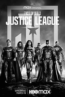 Zack Snyder's Justice League, Superman, Aquaman, Wonder Woman, The Flash, Batman, cyborg, DC Comics, HBO Max, filmer, porträttvisning, monokrom, superhjälte, DC Universe, HD tapet HD wallpaper