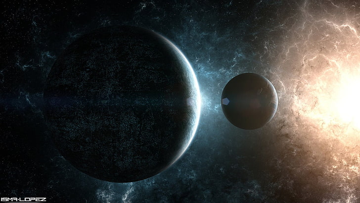 planet illustration, weltraum, planet, weltraumkunst, lichter, HD-Hintergrundbild