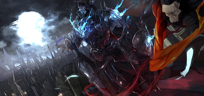 Schicksal Großauftrag, König Hassan, Schwert, Dunkel, Rüstung, Schädel, Magie, Anime, HD-Hintergrundbild HD wallpaper