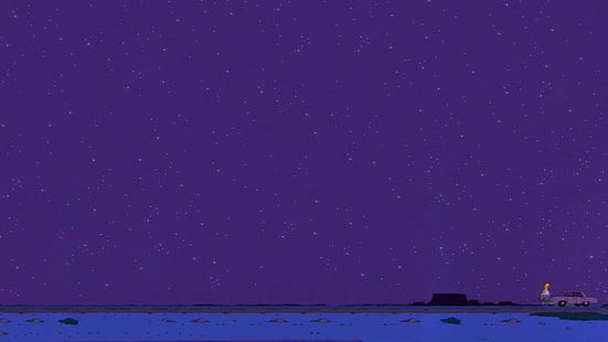 Симпсоны, ночное небо, звёзды, HD обои HD wallpaper