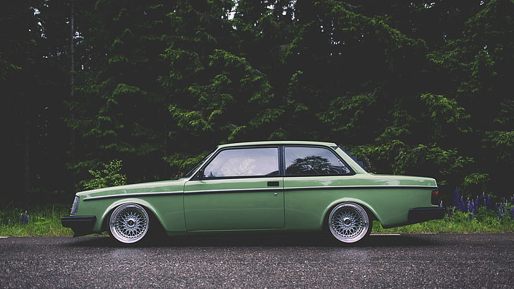 classic green coupe, Volvo, Volvo 240, HD wallpaper