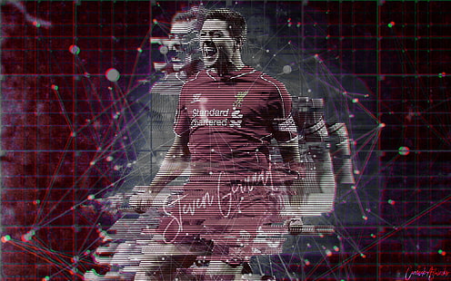 soccer, glitch art, abstract, Steven Gerrard, Liverpool FC, HD wallpaper HD wallpaper