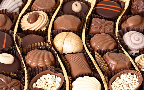 cioccolatini assortiti, cioccolato, caramelle, allsorts, tipi, scatola, dolci, Sfondo HD HD wallpaper
