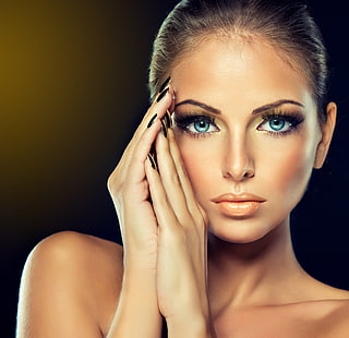 lensa kontak biru, mata, gadis, wajah, wanita, makeup, bibir, model, Wallpaper HD HD wallpaper