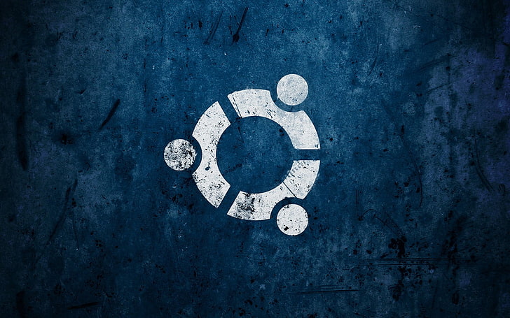 круглый белый логотип, абстракция, иллюстрации, логотип, Linux, Ubuntu, синий, HD обои