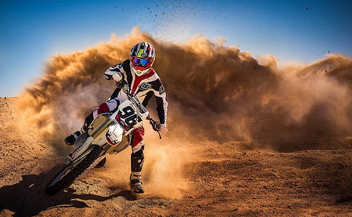 sepeda motor trail putih, motorcross, sepeda motor, olahraga, Wallpaper HD HD wallpaper