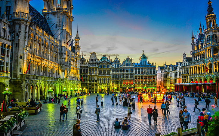 المدن ، بروكسل ، العمارة ، بلجيكا ، البناء ، المدينة ، الغسق ، صنع الإنسان، خلفية HD