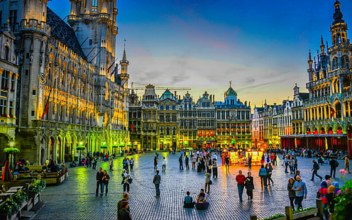 도시, 브뤼셀, 아키텍처, 벨기에, 건물, 도시, 황혼, 사람이 만든, HD 배경 화면 HD wallpaper