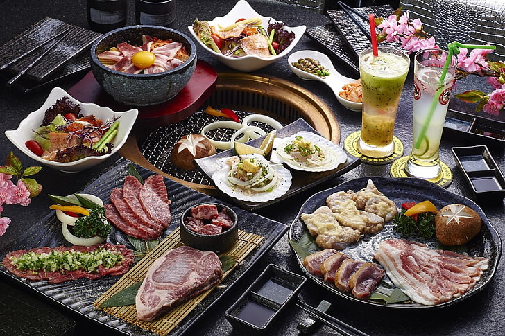 Tisch mit Fleisch und Gemüse, Essen, HD-Hintergrundbild