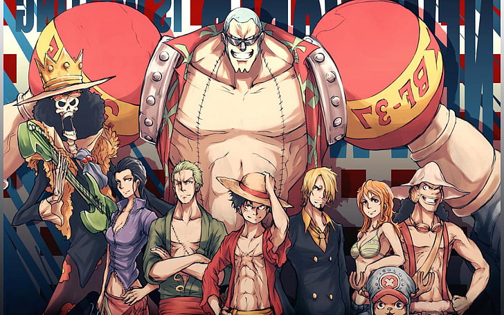 One Piece-omslag, manga, anime, One Piece, Monkey D. Luffy, Roronoa Zoro, Ussop, Nami, Nico Robin, Franky, Tony Tony Chopper, HD tapet