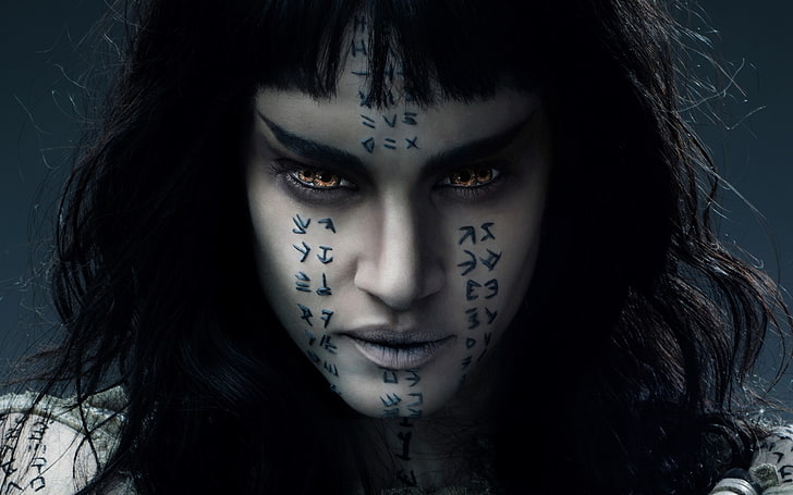 The Mummy (2017), poster, movie, black, fantasy, actress, Sofia boutella, dark, face, eyes, the mummy, HD wallpaper