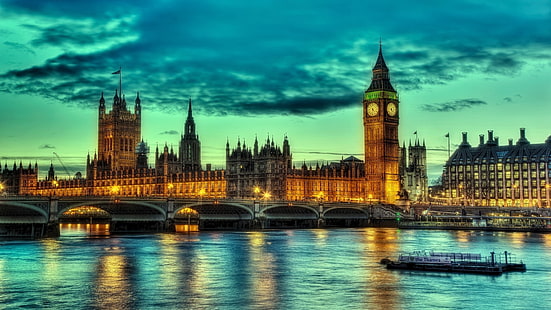 Städte, London, Big Ben, Brücke, Stadt, Wolke, Abenddämmerung, HDR, Licht, HD-Hintergrundbild HD wallpaper