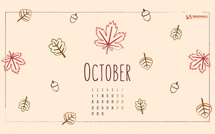 こんにちは2018年10月秋カレンダー、 HDデスクトップの壁紙