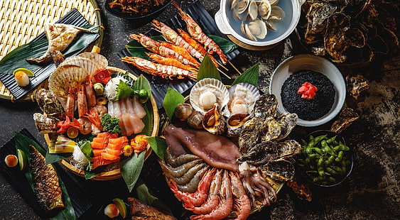 seafood, serving, cuts, HD wallpaper HD wallpaper