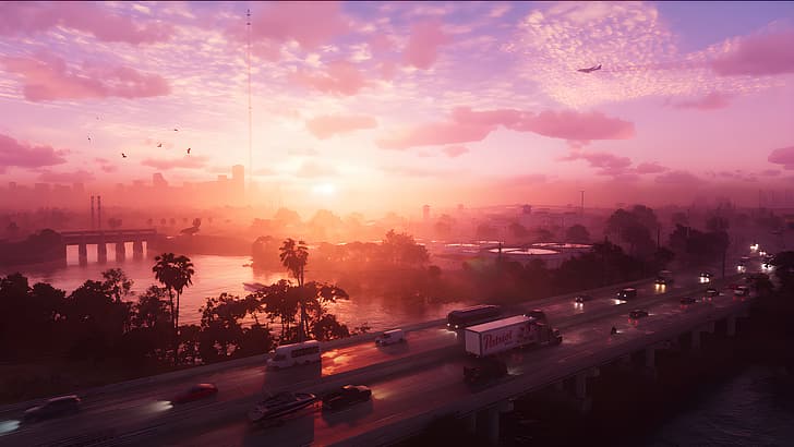 Rockstar Games, GTA VI, Grand Theft Auto 6, Himmel, Straße, HD-Hintergrundbild
