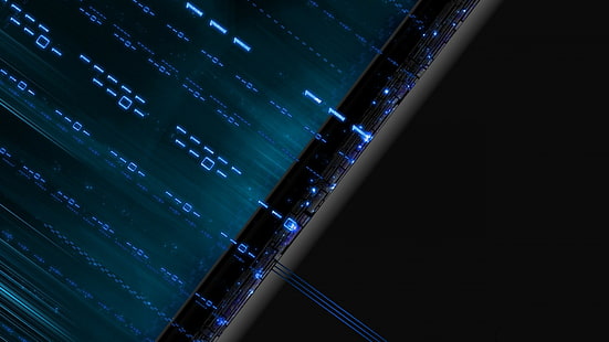 синий, двоичный код, цифровое искусство, компьютер, технология, HD обои HD wallpaper