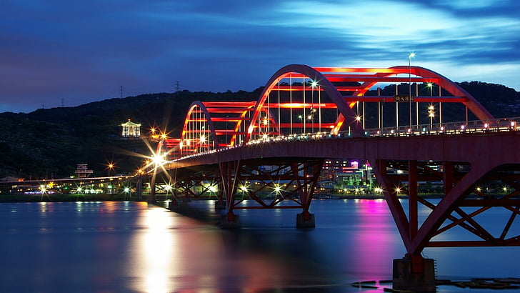 Pontes, ponte Guandu, Ponte, Taiwan, HD papel de parede
