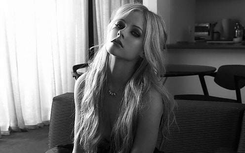 Avril Lavigne, ragazza, trucco, stanza, divano, Avril Lavigne, ragazza, trucco, stanza, divano, Sfondo HD HD wallpaper