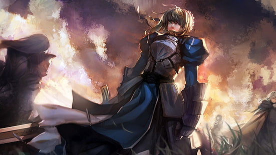 Pendragon Sabre цифровые обои, аниме, меч, Excalibur, воин, девушки, блондинка, Sabre, Fate Series, Fate / Zero, аниме девушки, HD обои HD wallpaper