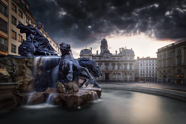 Frankreich, Bereich, Brunnen, Lyon, HD-Hintergrundbild